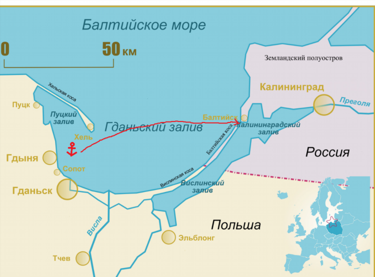 Сколько от балтийска до калининграда